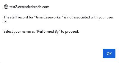 Above screenshot shows error message example.
