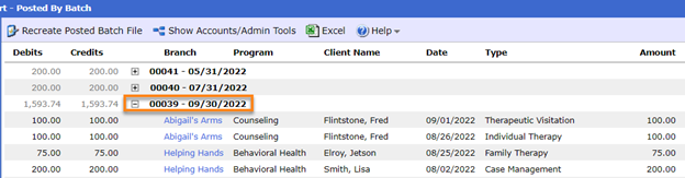 Above screenshot shows Posted by Batch screen.