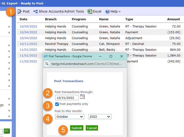 Above screenshot shows Posting fields described below.