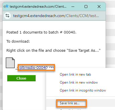 Above screenshot shows how to save the export file.