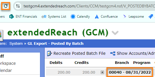 Above screenshot shows how to refresh your Posted by Batch screen.