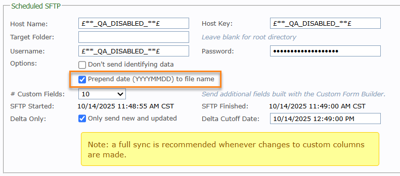 Screenshot shows the location of the Prepend date checkbox.