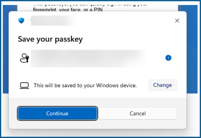 Image: Save Your Passkey to a Windows Device